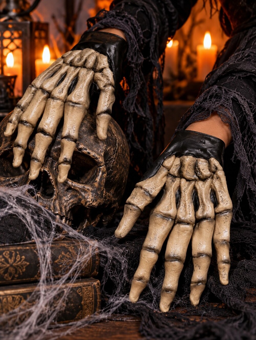 NWT Spirit Halloween Skeleton Hands Rubber Gloves Ages 14+ One Size Costume New